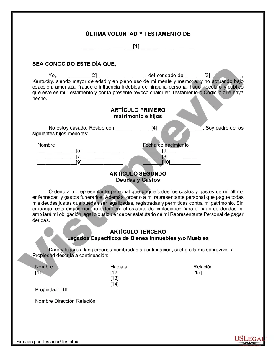Preview Testamentos Mutuos o Últimas Voluntades y Testamentos para Personas Solteras que conviven con Hijos Menores