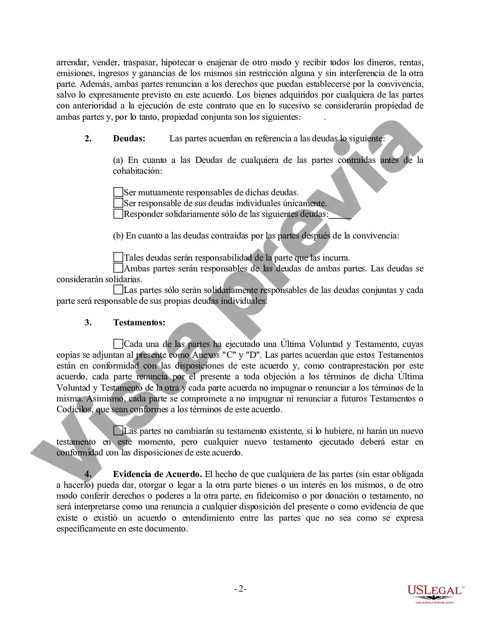 Preview Acuerdo de convivencia no marital de convivencia