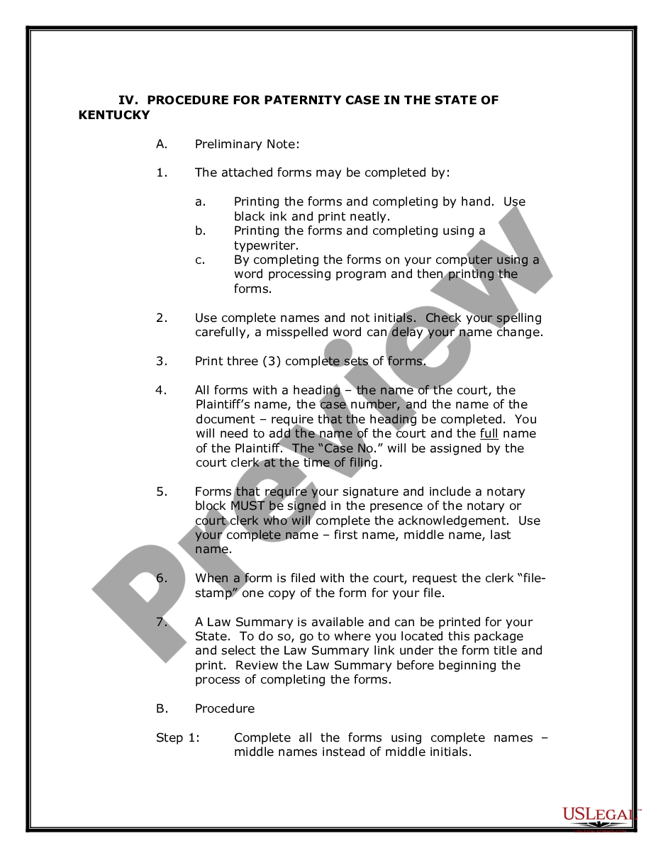 page 3 Paternity Case Package - Establishment of Paternity preview