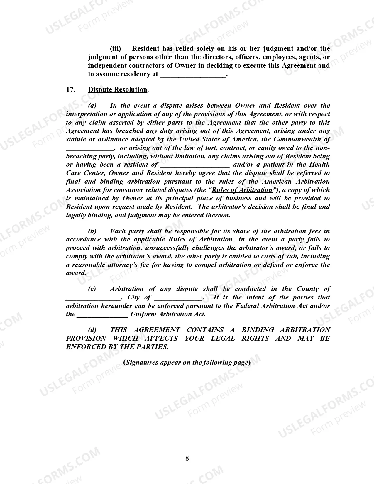 Preview Personal Care Facility Rental Agreement