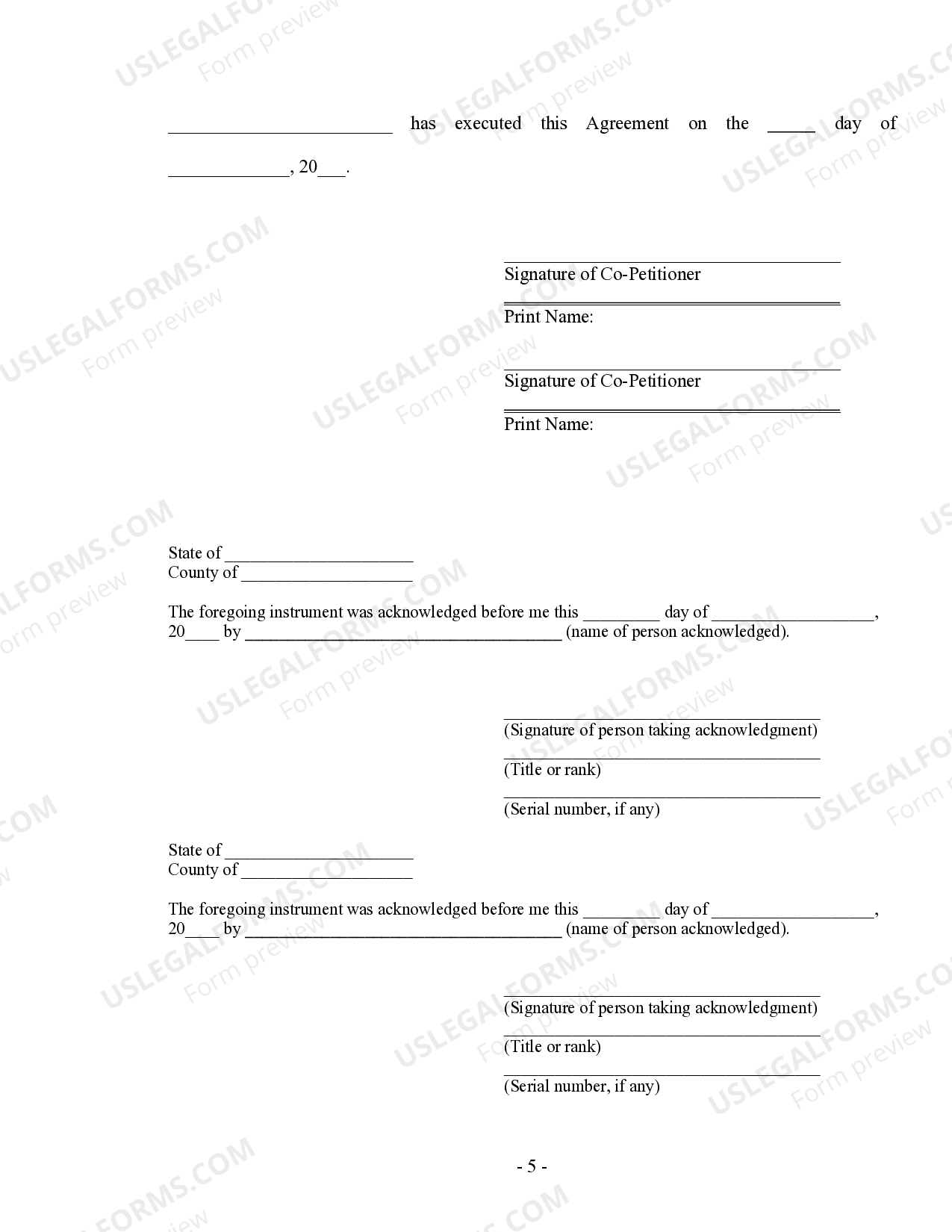 Kentucky Marital Legal Separation and Property Settlement Agreement no ...