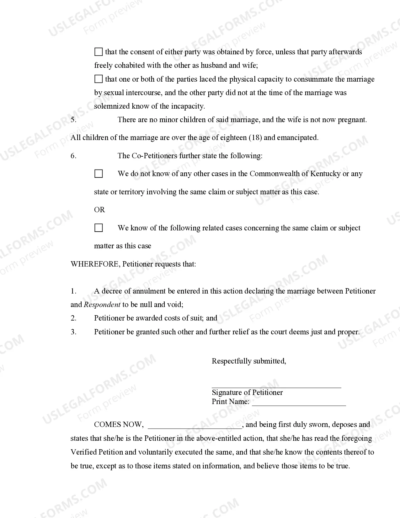 Preview Verified Joint Petition for Annulment of Marriage