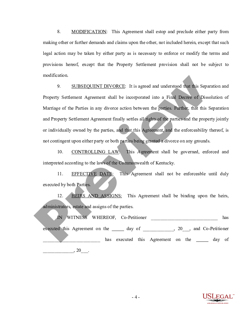 kentucky-marital-legal-separation-and-property-settlement-agreement