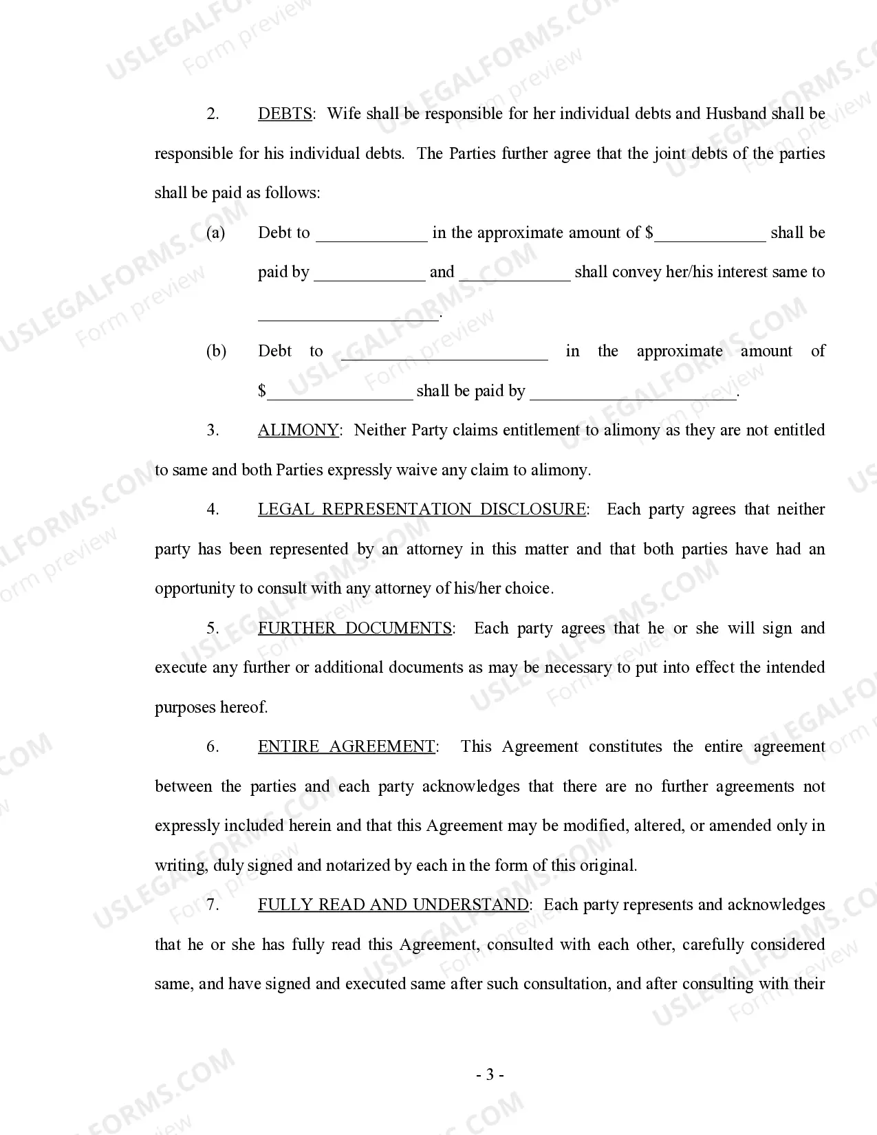 Preview Marital Legal Separation and Property Settlement Agreement Adult Children