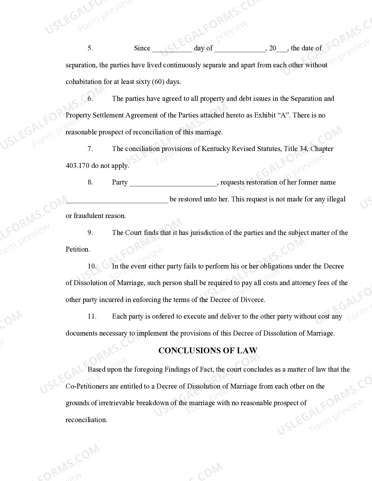 Preview Decree of Dissolution of Marriage with Adult Children
