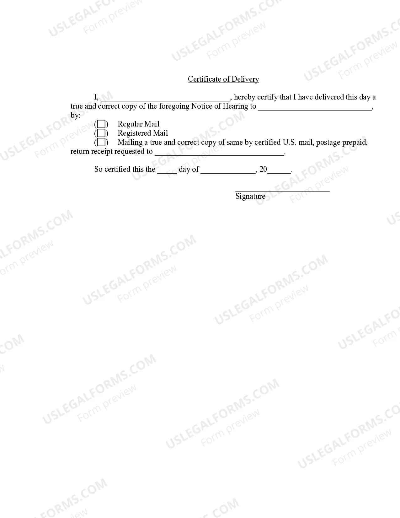 Preview Notice of Hearing