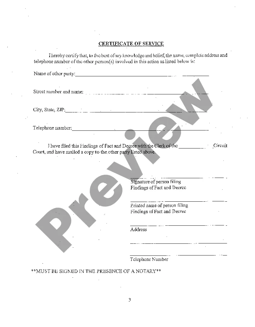 Preview Findings of Fact and Decree of Dissolution of Marriage