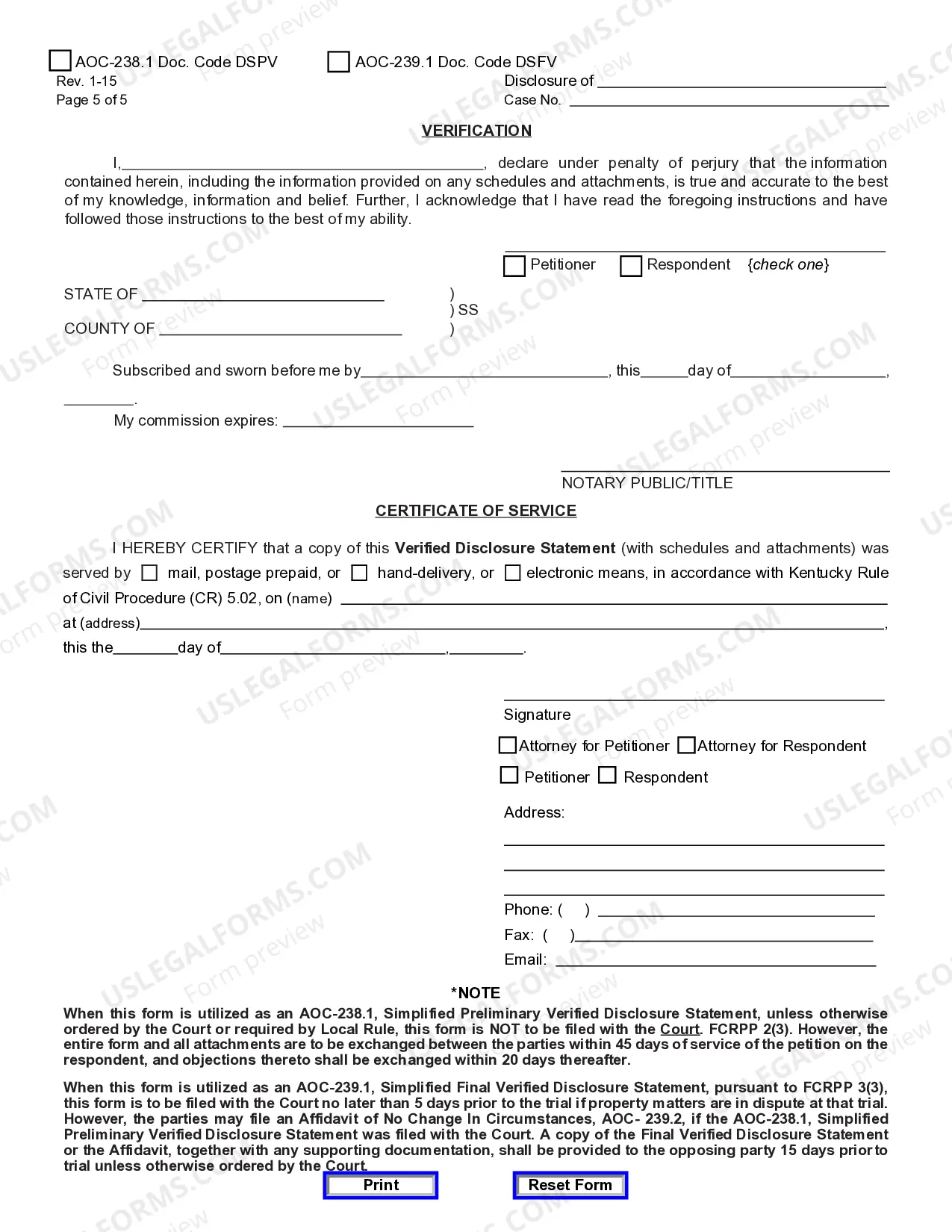 Preview Simplified Disclosure Statement
