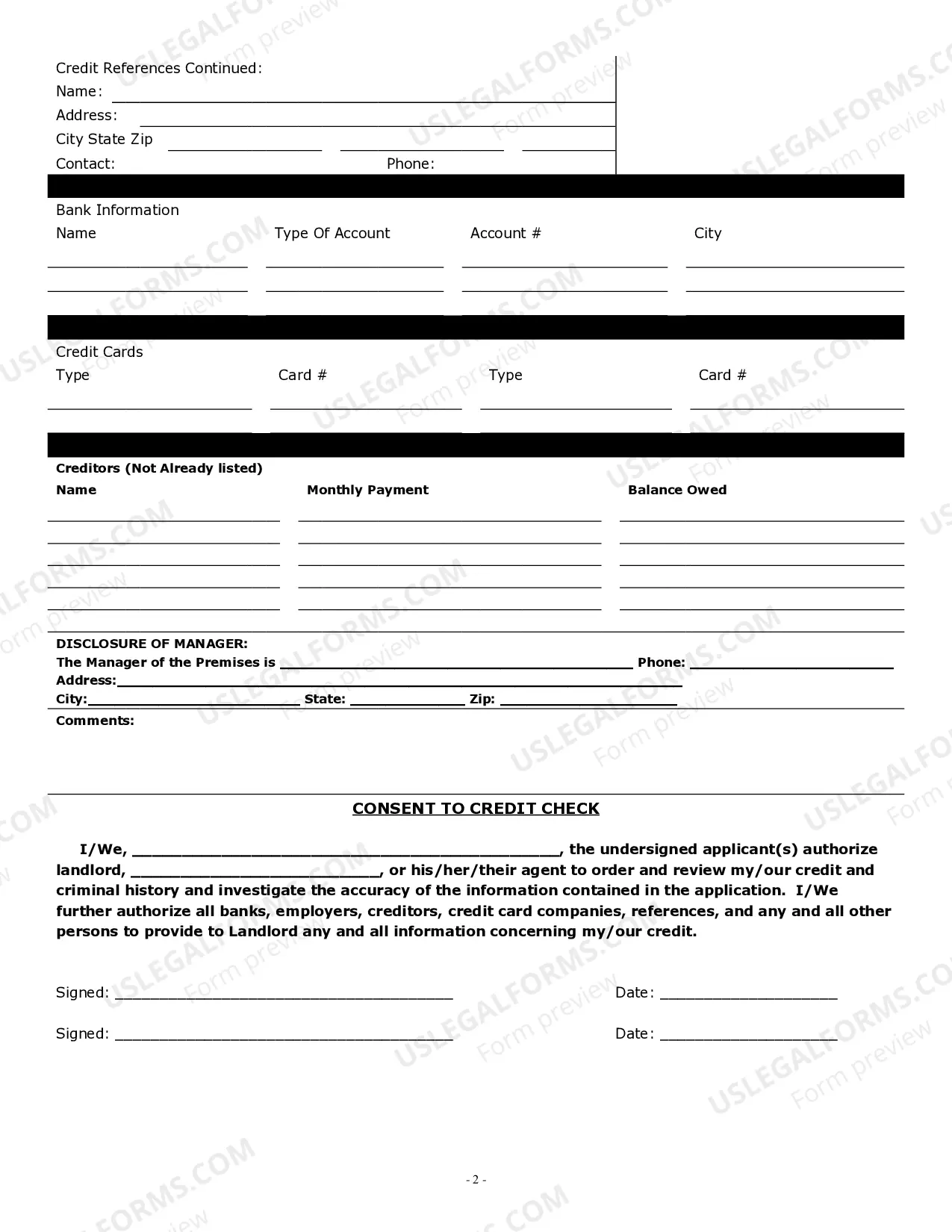 Preview Commercial Rental Lease Application Questionnaire