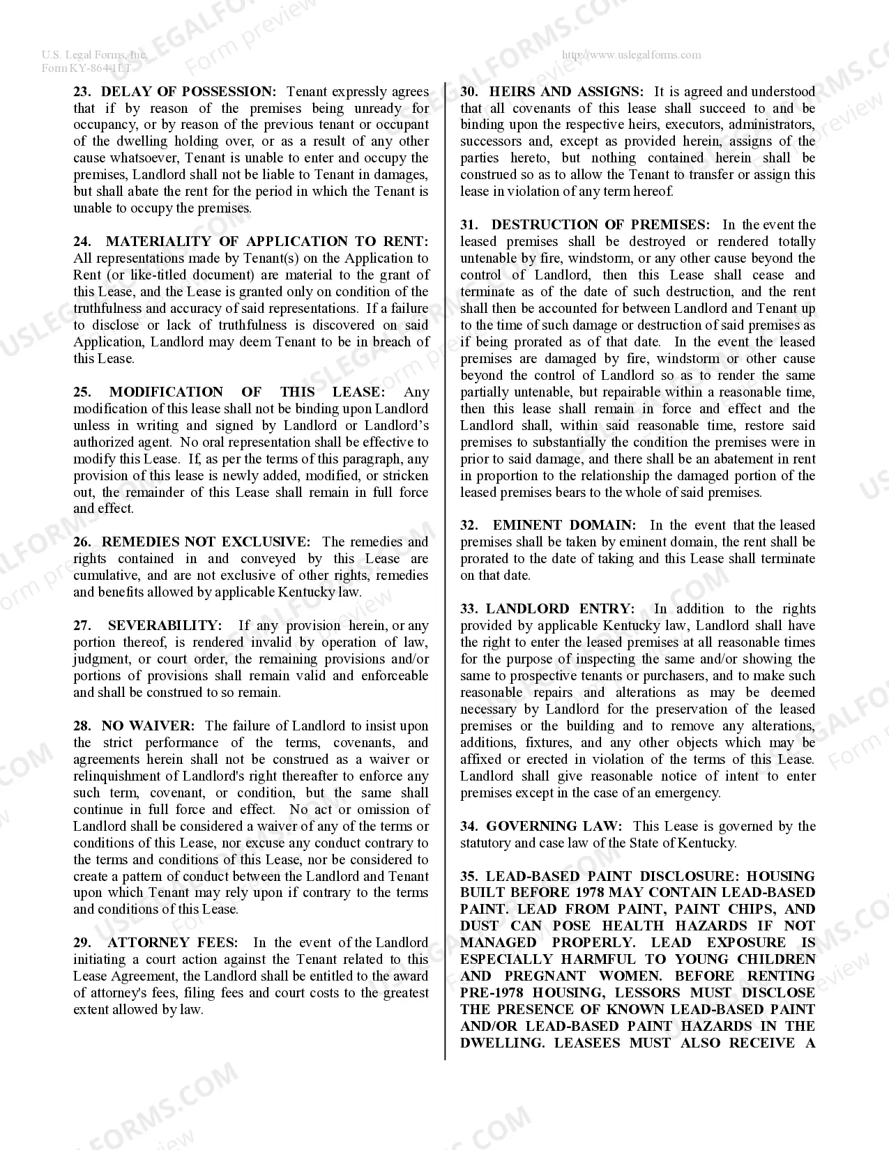 Preview Residential Lease or Rental Agreement for Month to Month