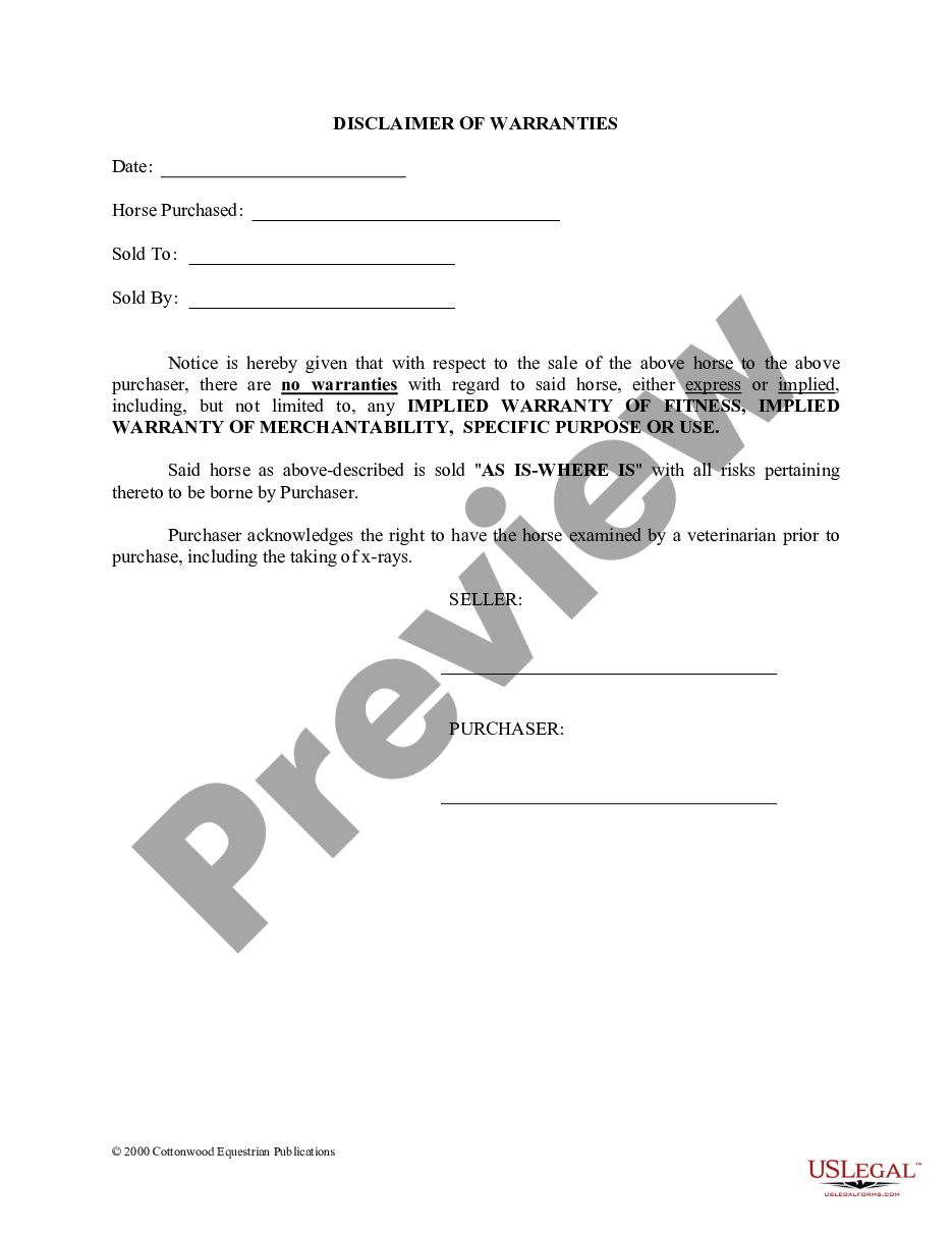 page 5 Kentucky Horse Equine Forms Package preview