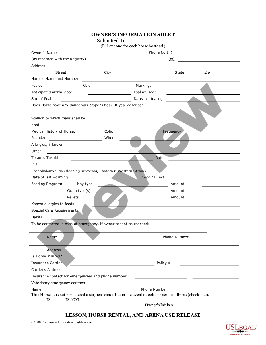 page 6 Kentucky Horse Equine Forms Package preview
