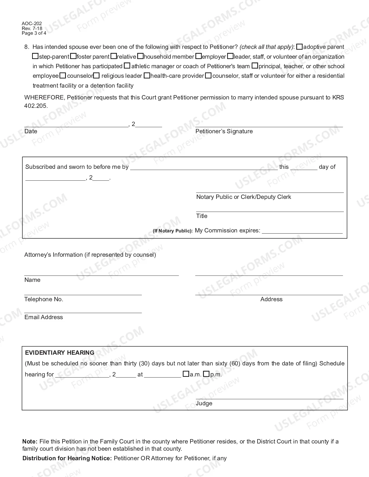 Preview Petition for Permission to Marry and Affidavit of Consent