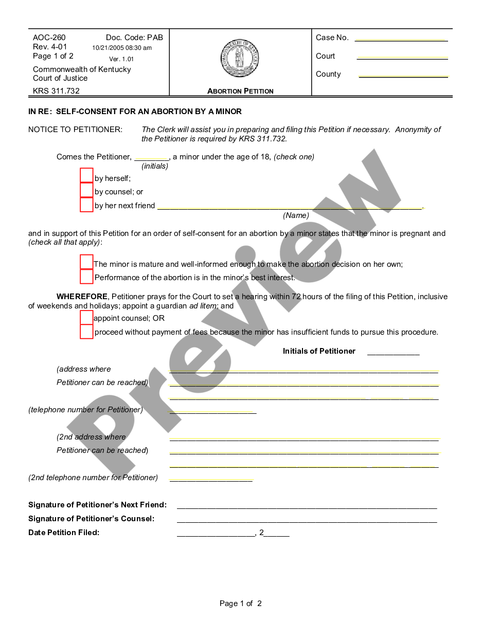 page 0 Abortion Petition preview