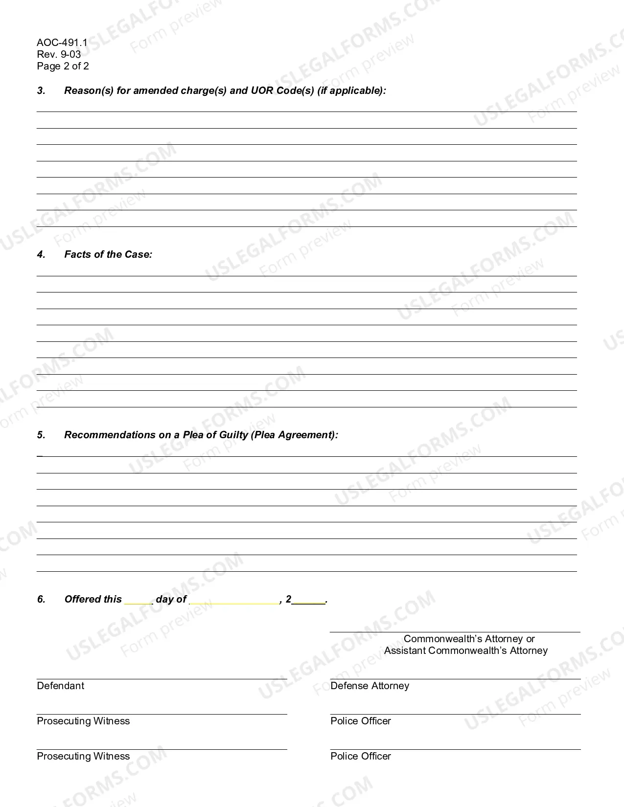 Preview Commonwealth's Offer on a Plea of Guilty