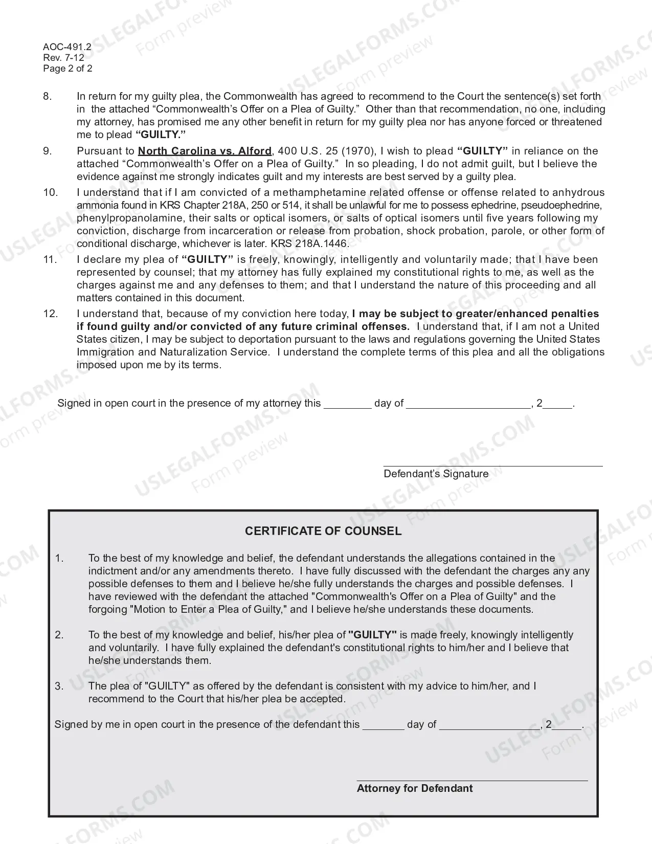 Preview Motion to Enter Guilty Plea Pursuant to North Carolina vs. Alford
