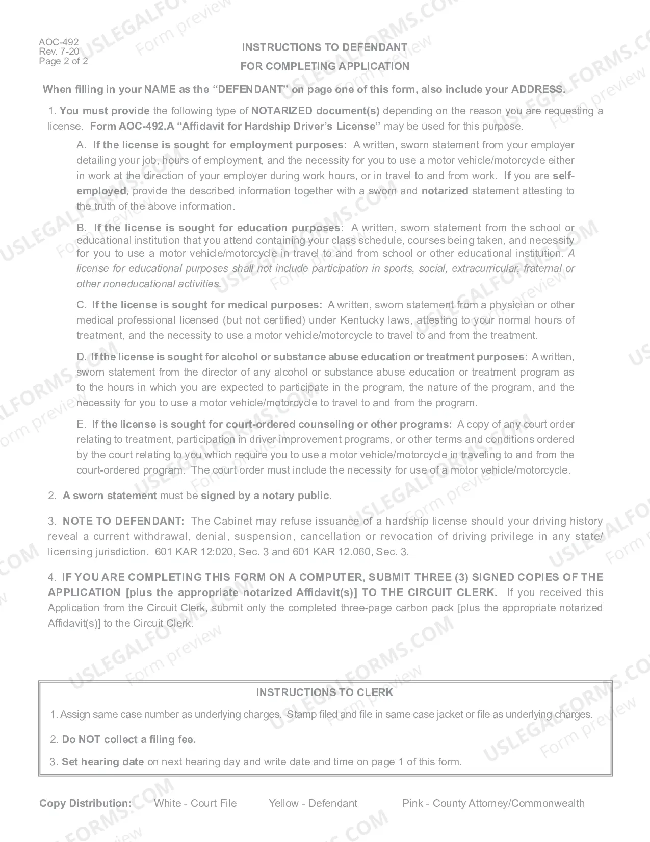 Preview Application for Hardship Driver's License