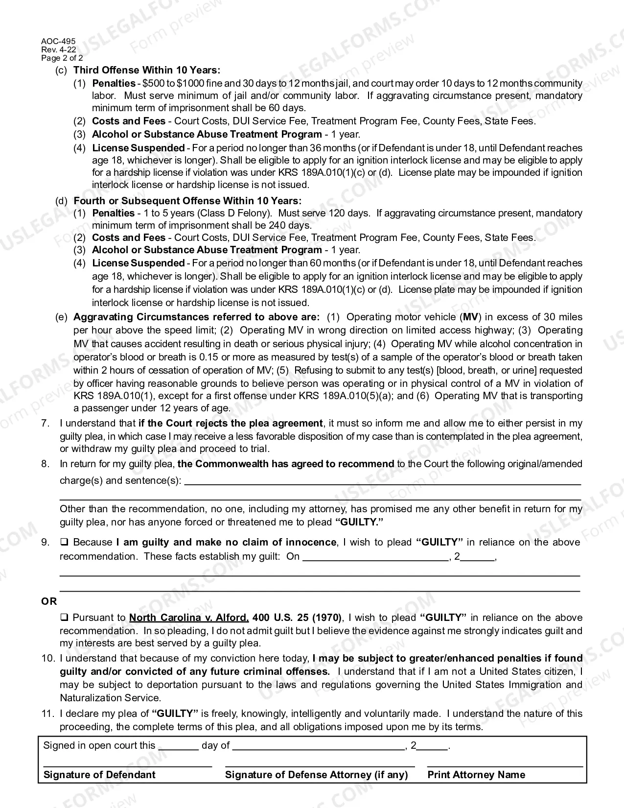 Preview DUI Guilty Plea