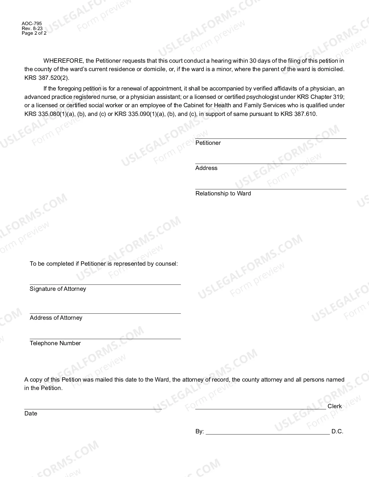 Preview Petition for Relief, Modification or Termination