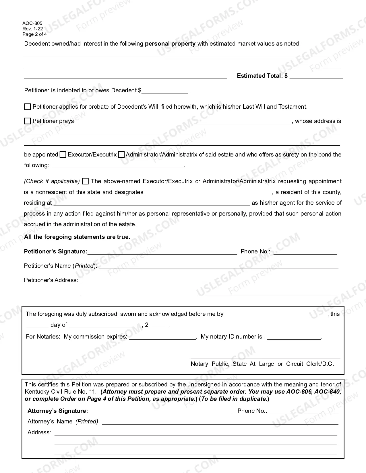 Preview Petition for Probate of Will Appointment of Administrator Appointment of Executor