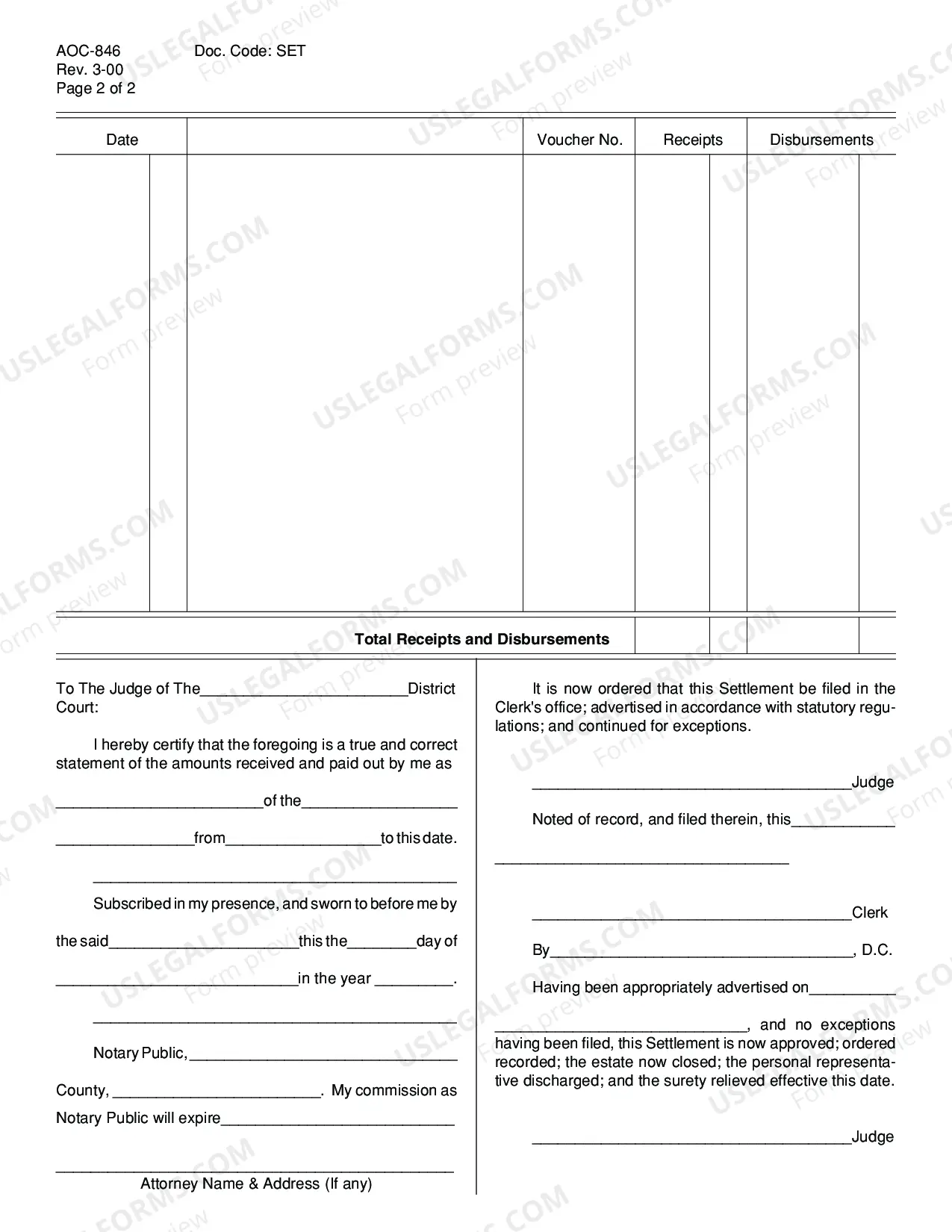 Preview Settlement of Estate