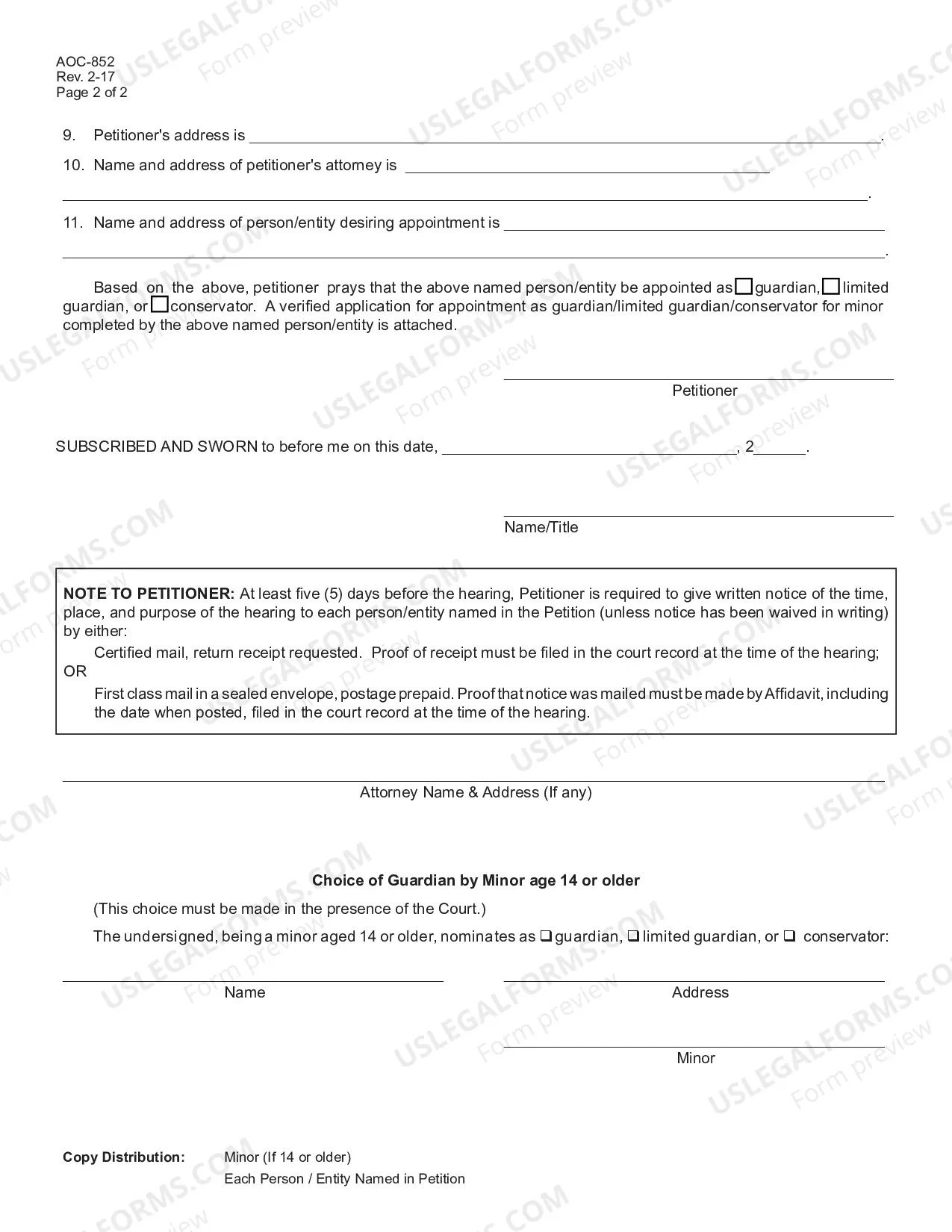 Preview Petition for Appointment of Guardian Conservator for Minor
