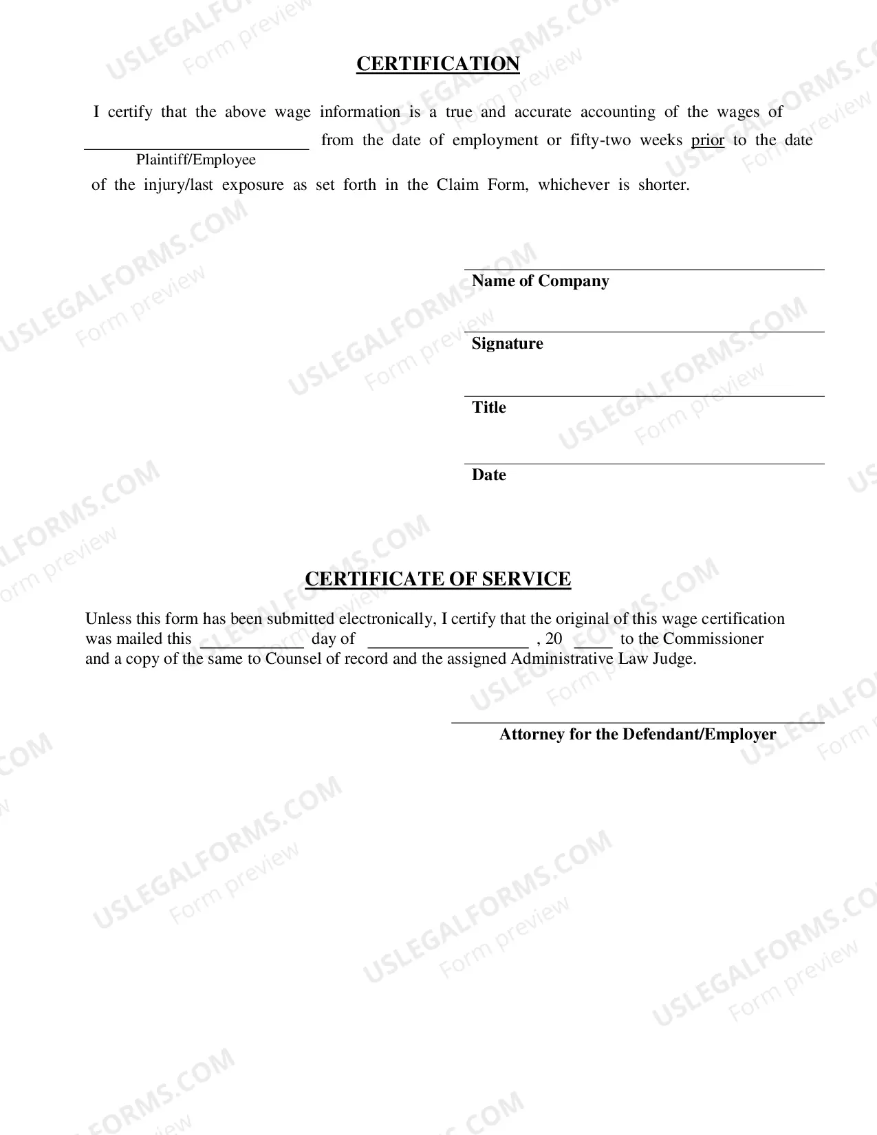 Preview Wage Certification
