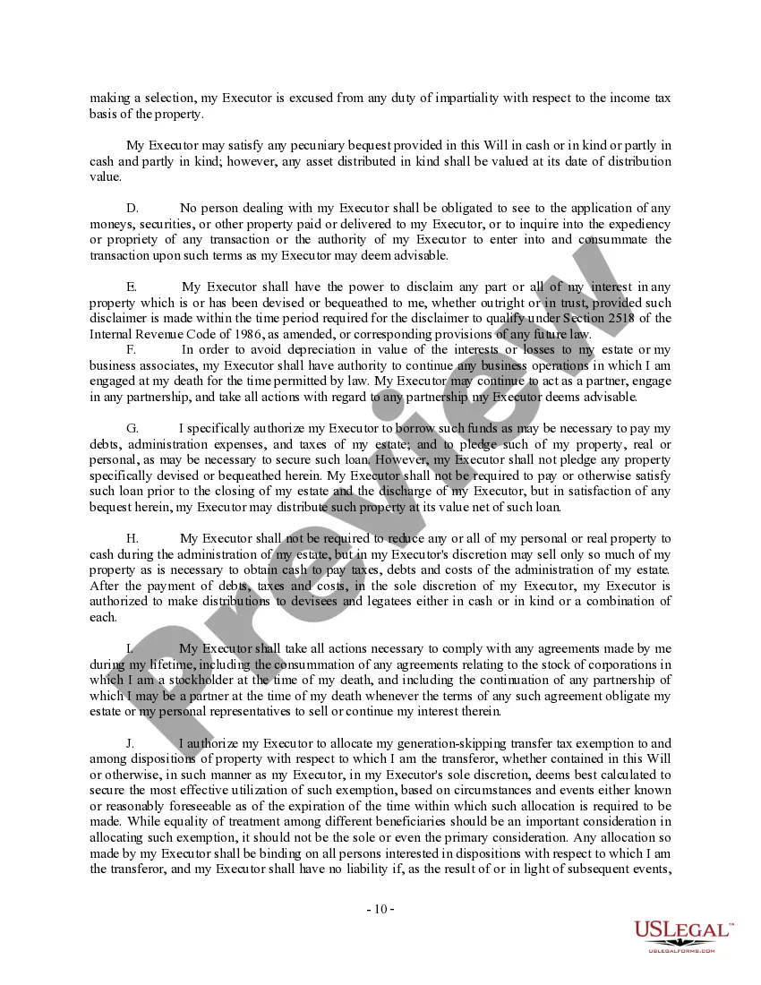 Preview Complex Will with Credit Shelter Marital Trust for Large Estates