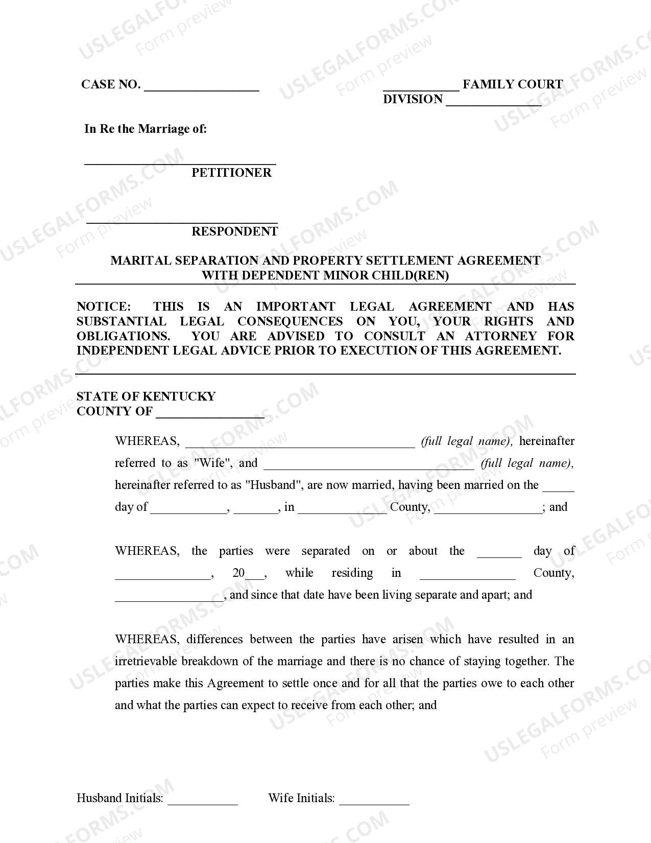 Kentucky Legal Separation Forms Pdf