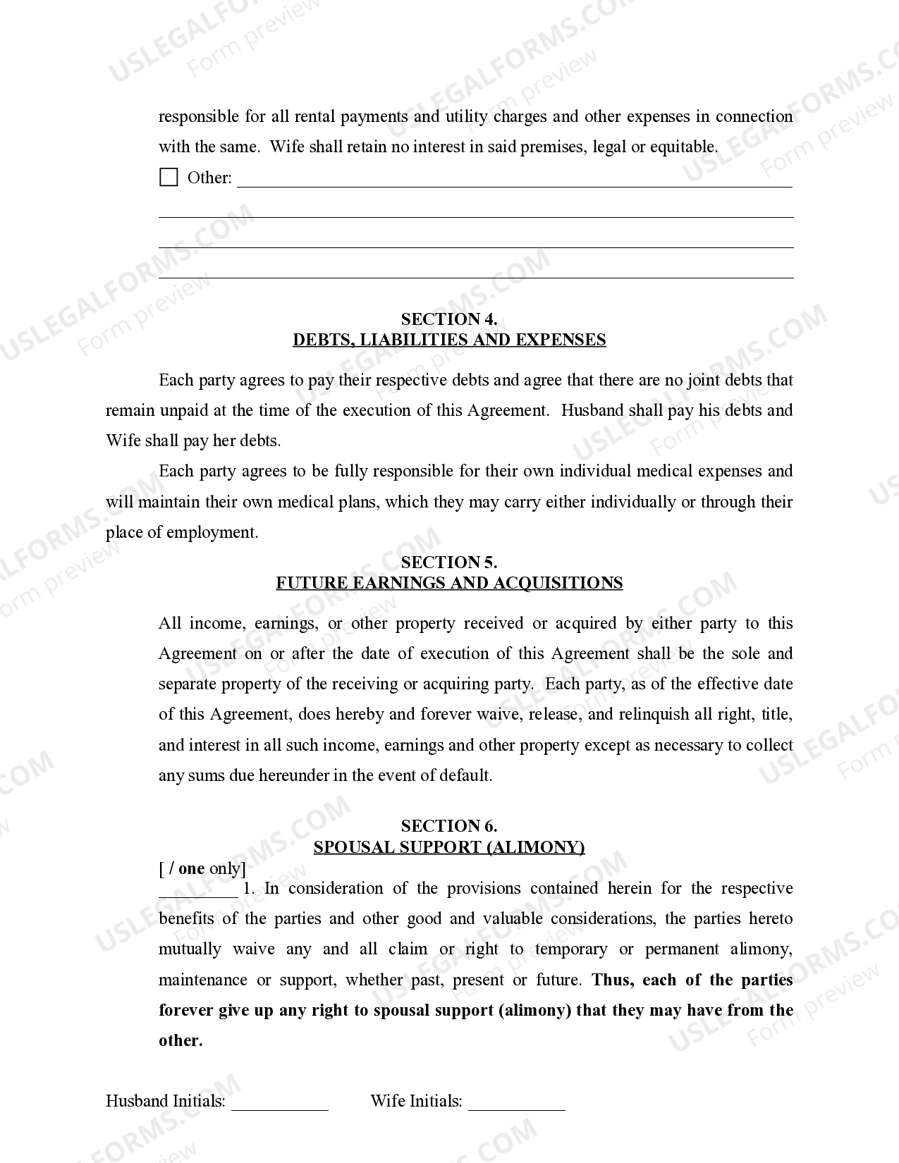 Kentucky Marital Legal Separation and Property Settlement Agreement ...