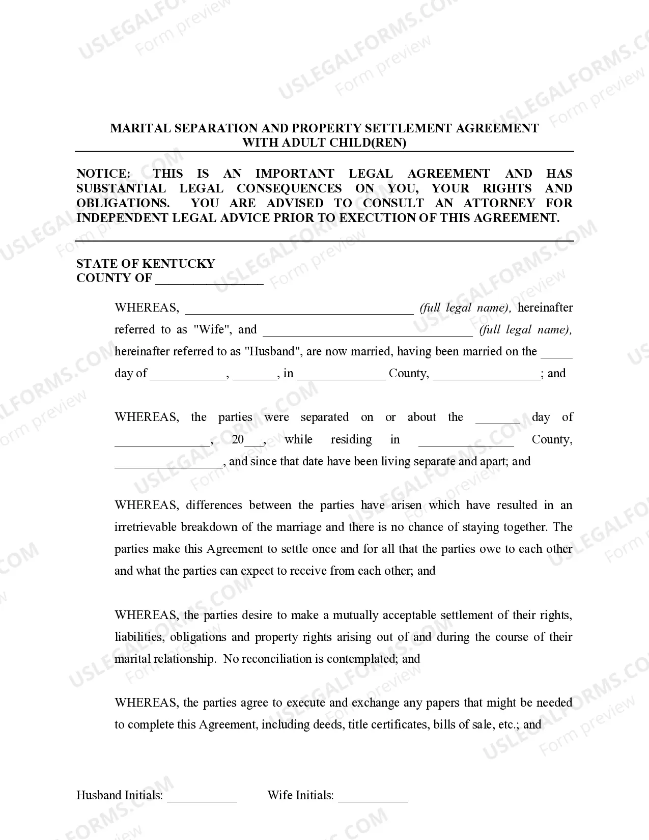 Preview Marital Legal Separation and Property Settlement Agreement Adult Children Parties May have Joint Property or Debts where Divorce Action Filed