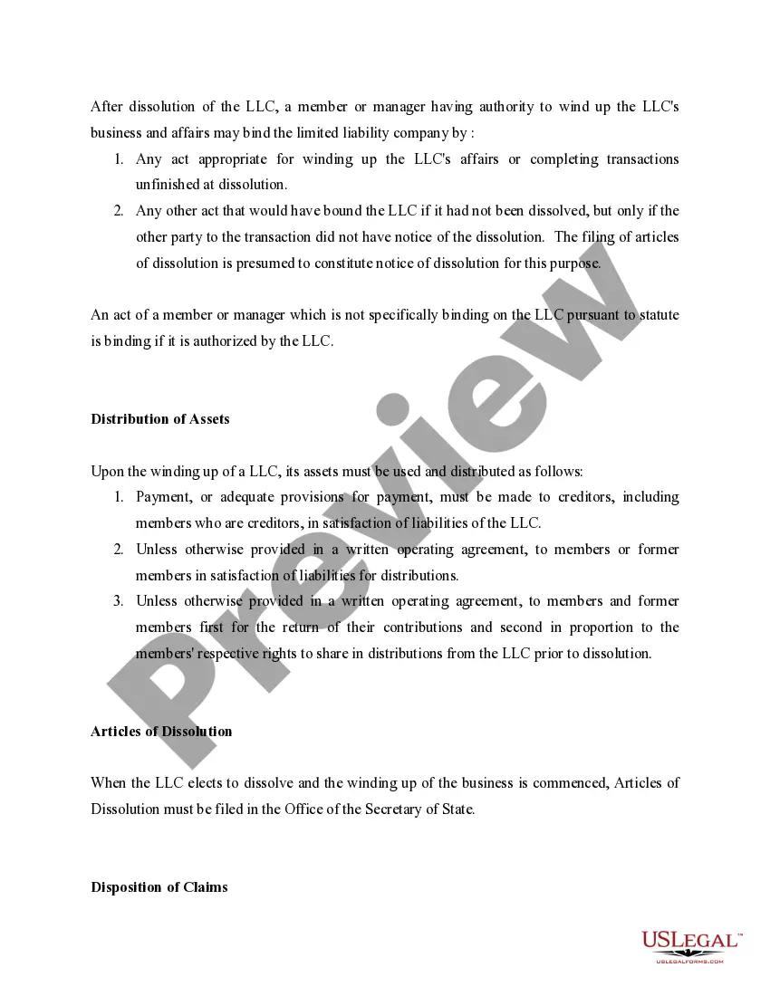 Preview Kentucky Dissolution Package to Dissolve Limited Liability Company LLC