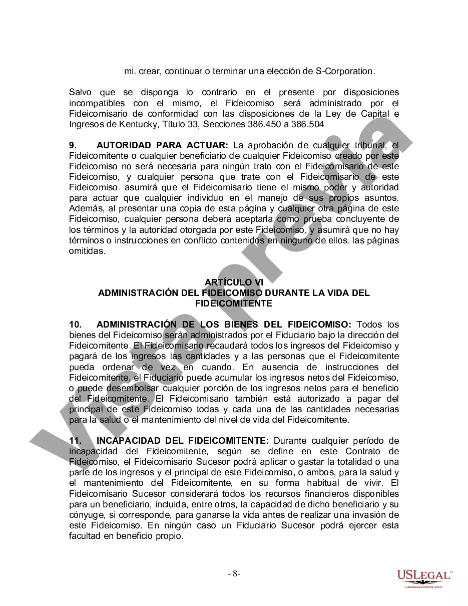 Preview Fideicomiso en vida para esposo y esposa sin hijos