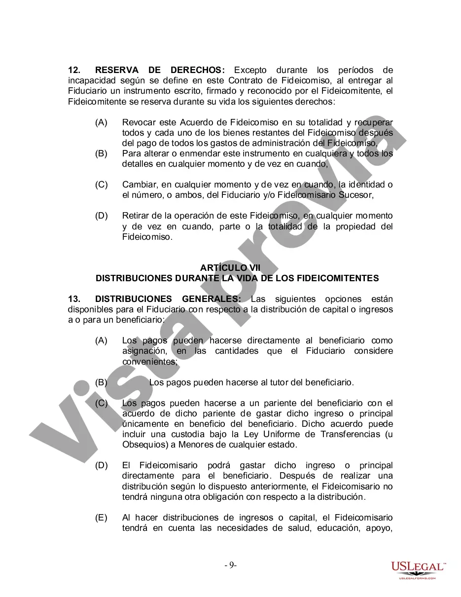 Preview Fideicomiso en vida para esposo y esposa sin hijos