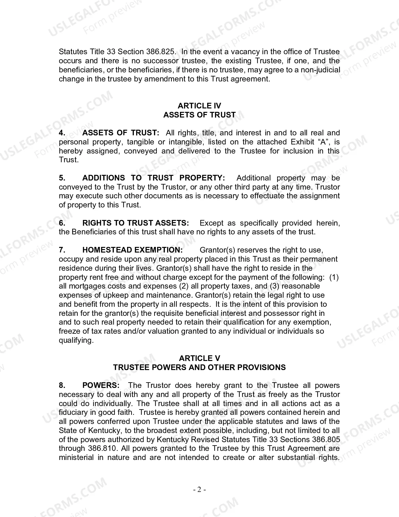 Preview Revocable Living Trust for Husband and Wife with No Children