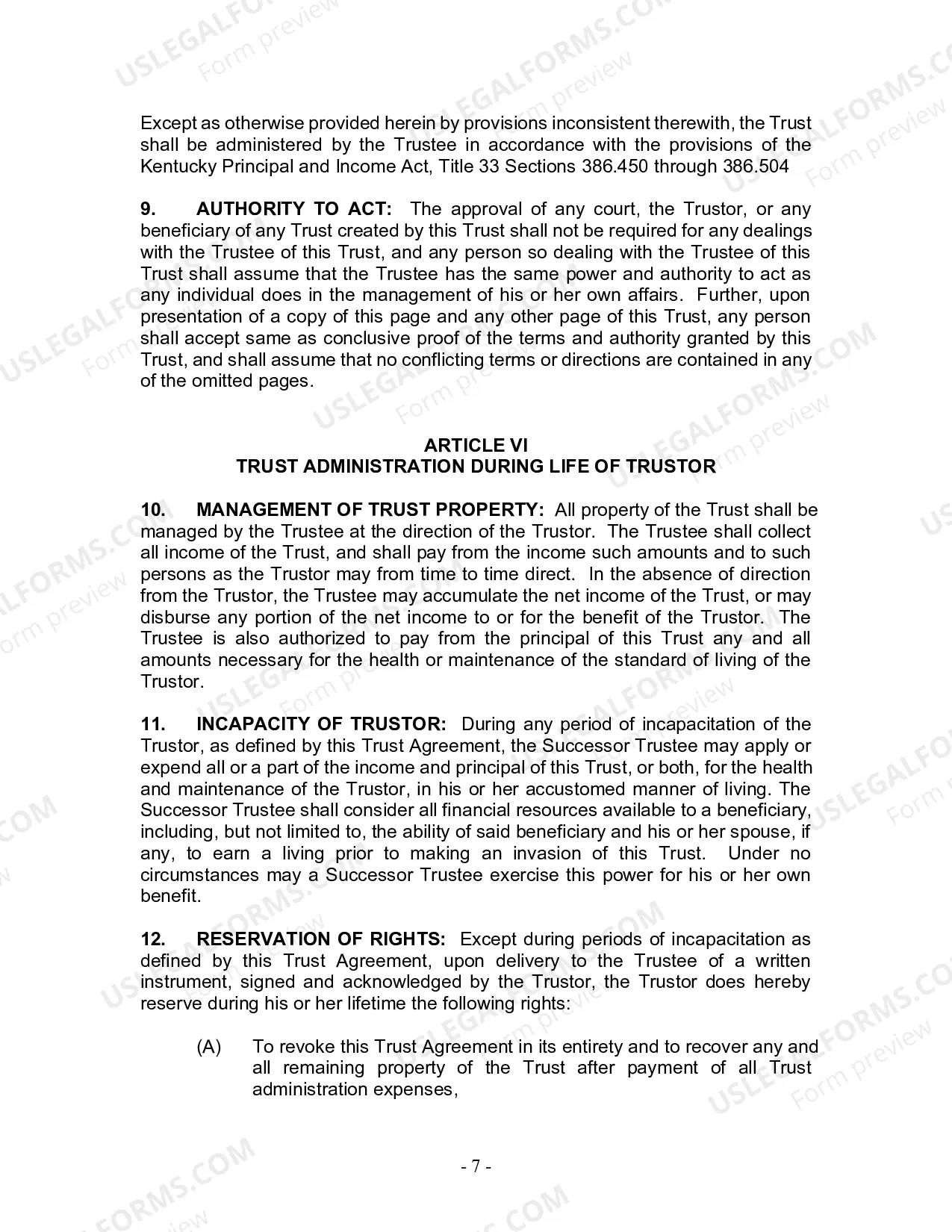 Preview Revocable Living Trust for Husband and Wife with No Children