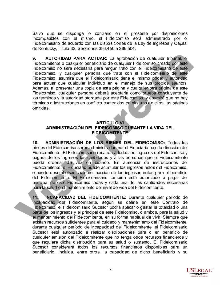 Preview Fideicomiso en vida para una persona soltera, divorciada o viuda (o viuda) con hijos