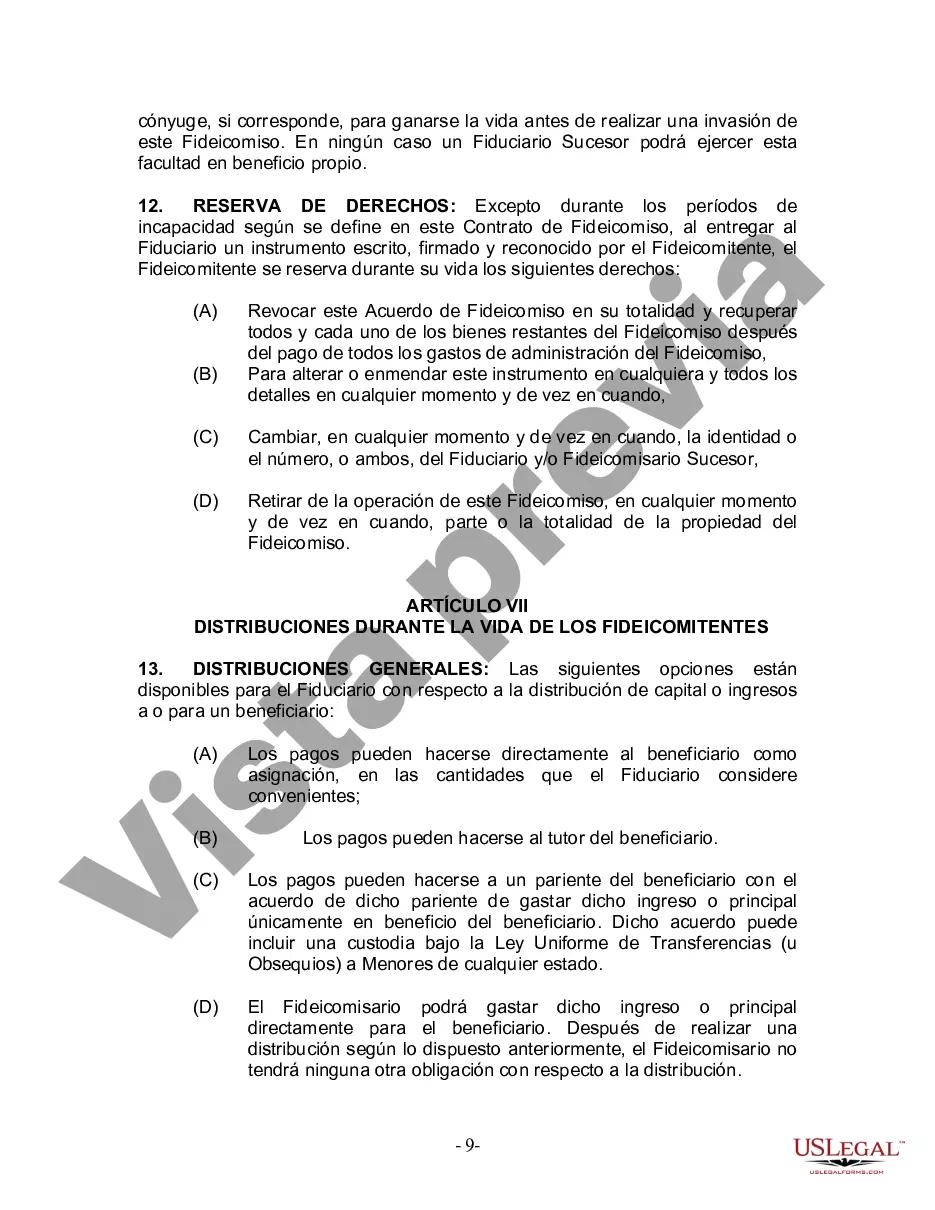 Preview Fideicomiso en vida para una persona soltera, divorciada o viuda (o viuda) con hijos