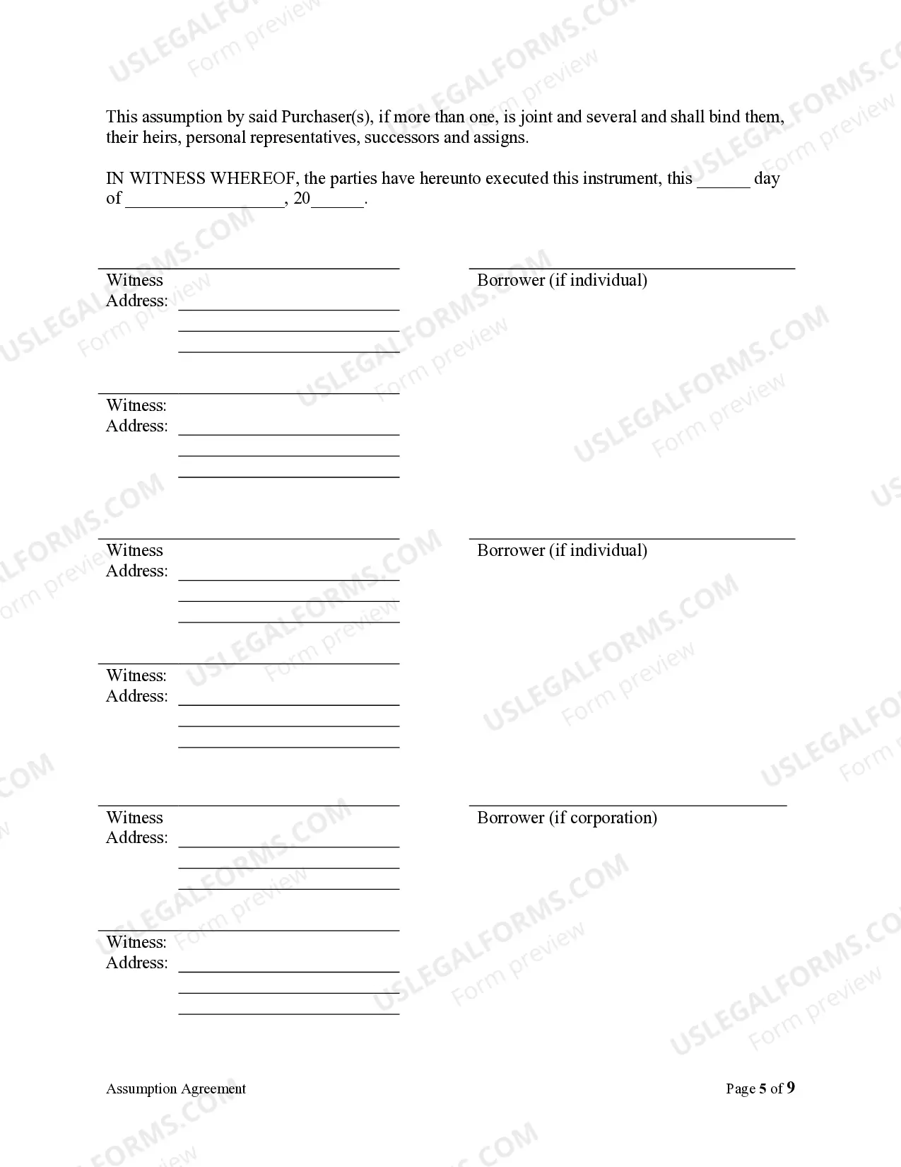 Preview Assumption Agreement of Mortgage and Release of Original Mortgagors
