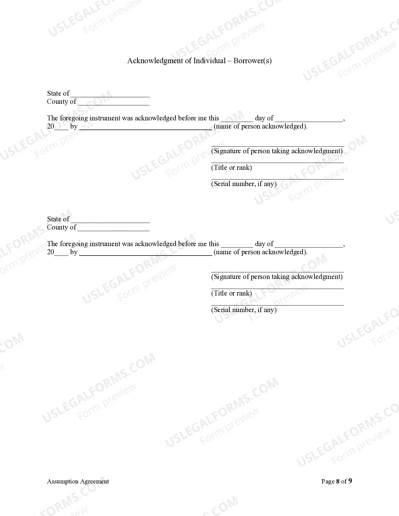 Preview Assumption Agreement of Mortgage and Release of Original Mortgagors