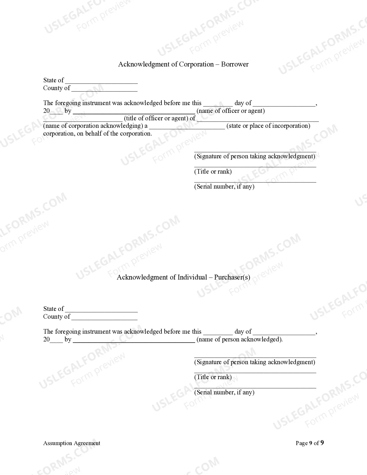 Preview Assumption Agreement of Mortgage and Release of Original Mortgagors