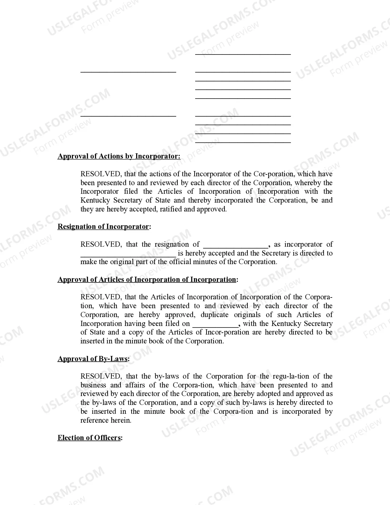 Preview Minutes for Organizational Meeting
