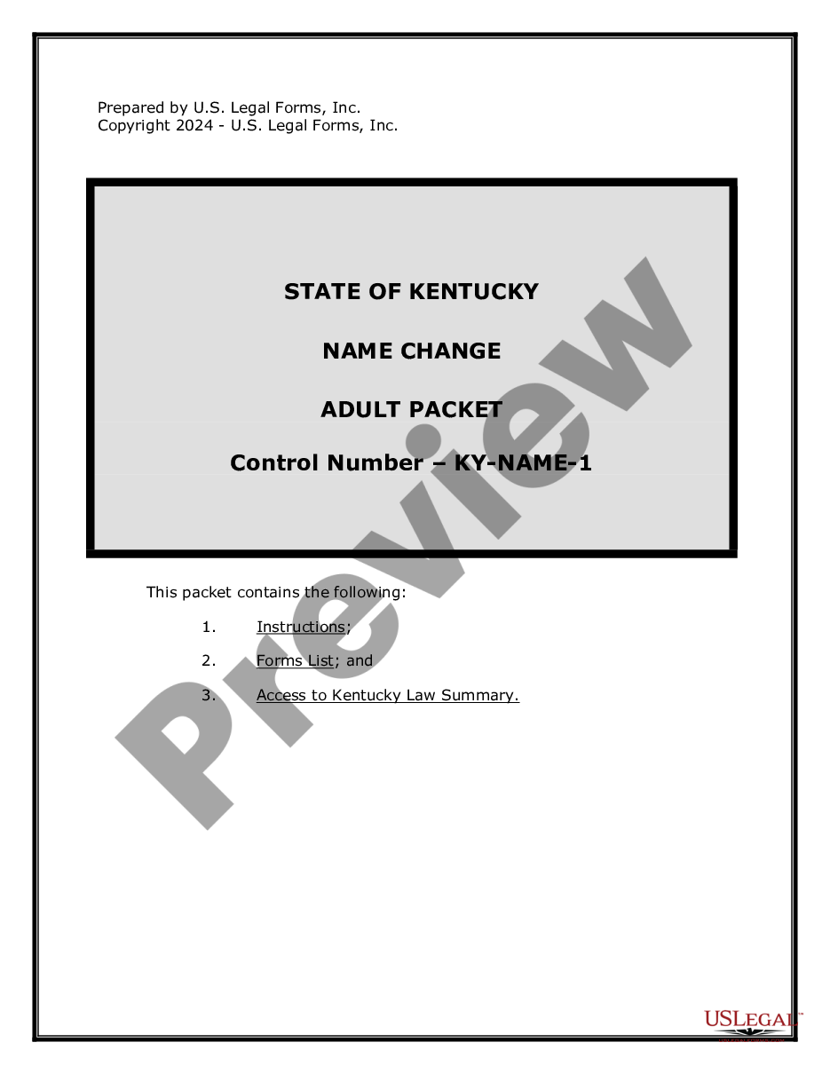 form Kentucky Name Change Instructions and Forms Package for an Adult preview