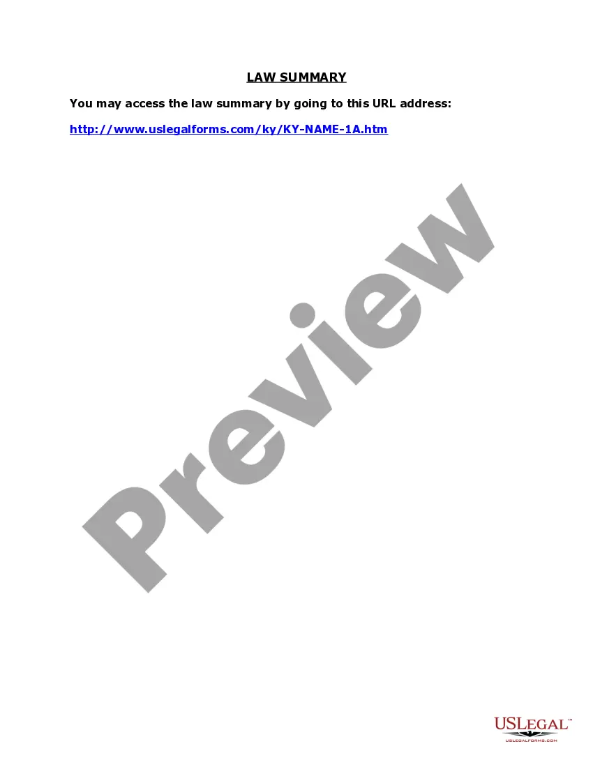 Preview Kentucky Name Change Instructions and Forms Package for an Adult