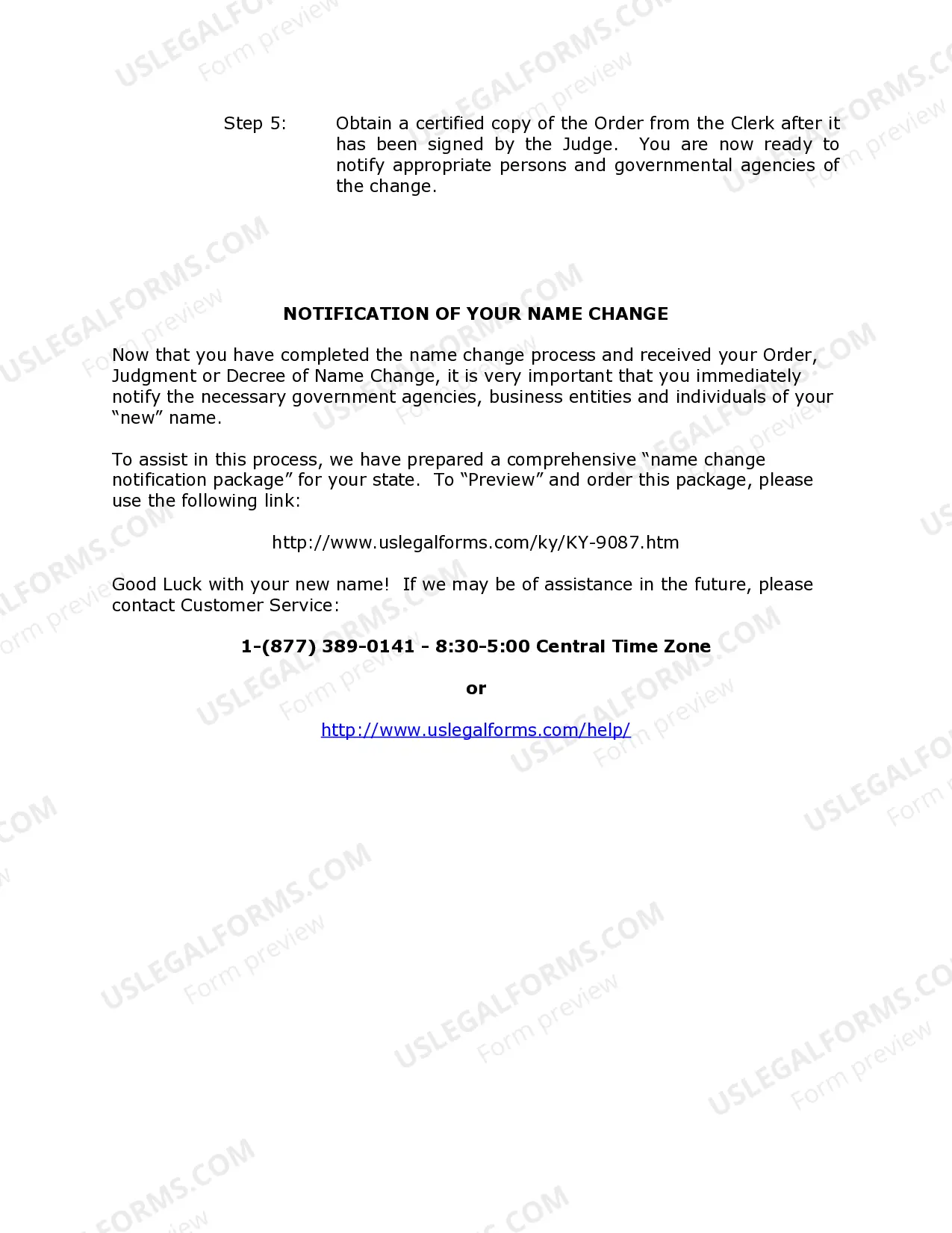 Preview Kentucky Name Change Instructions and Forms Package for a Minor