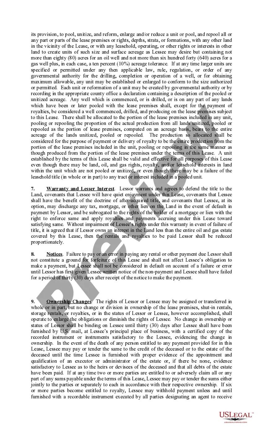 Preview Paid Up Lease Pooling Provision