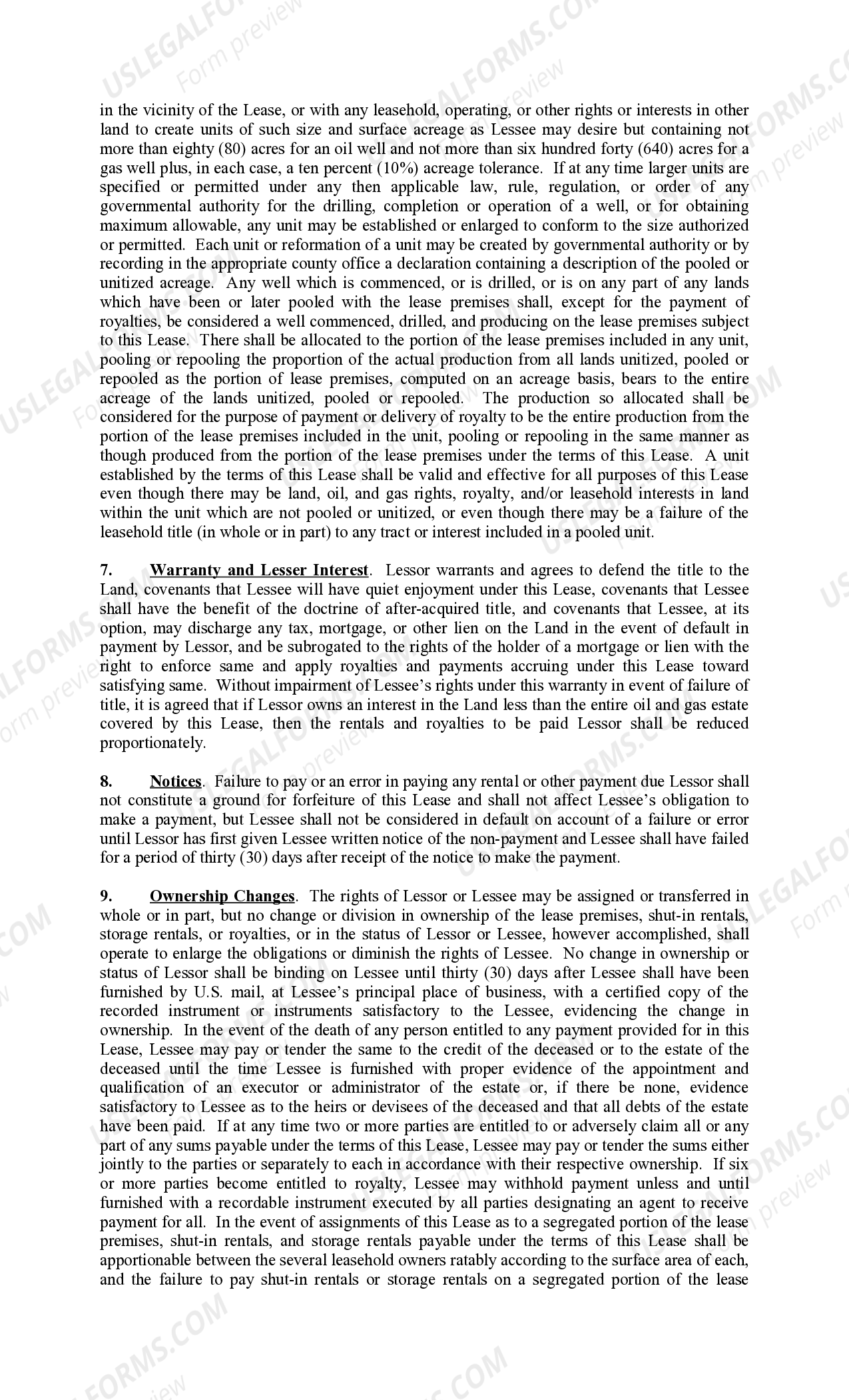 Kentucky Rental Lease Pooling Provision US Legal Forms