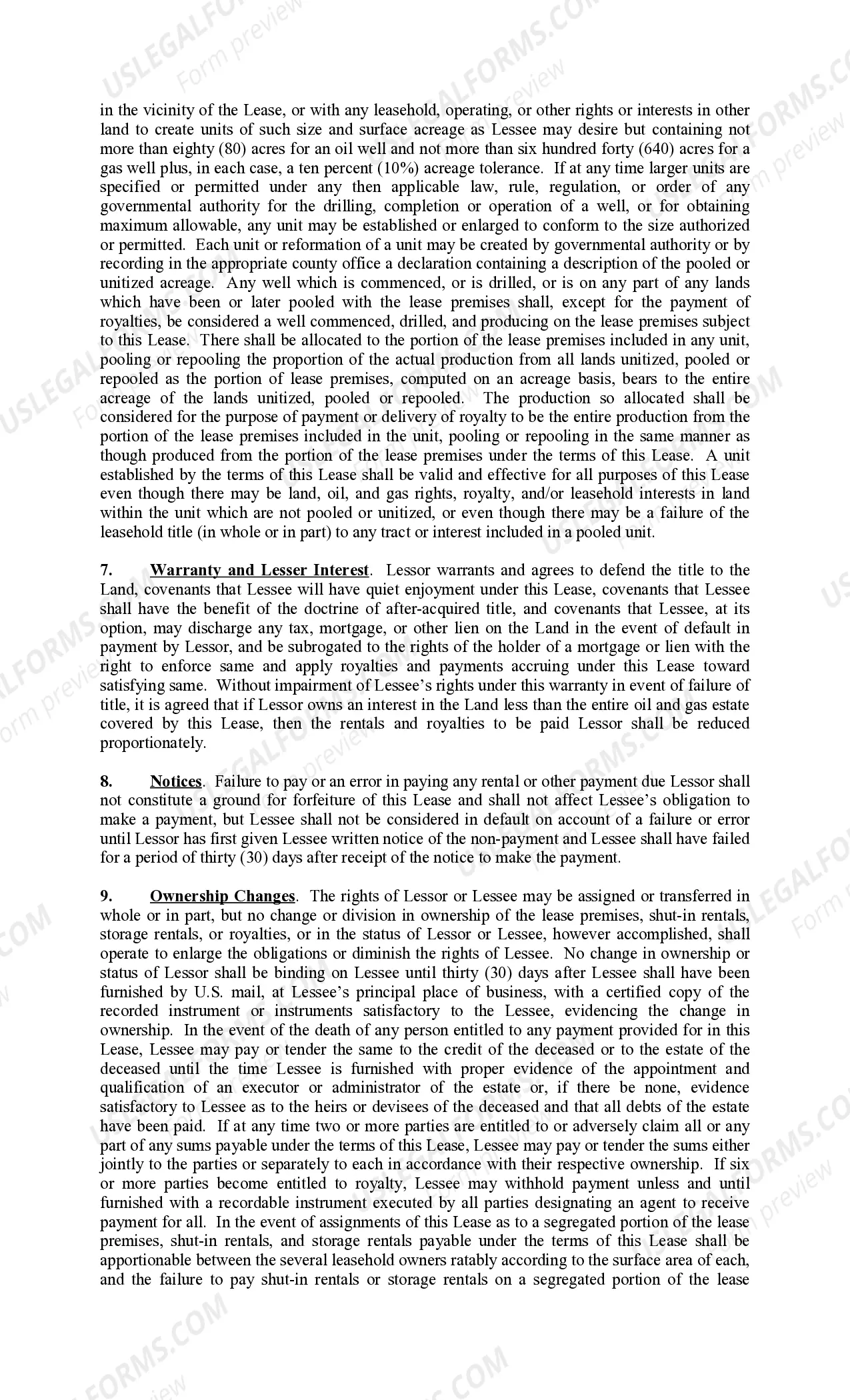 Preview Rental Lease Pooling Provision