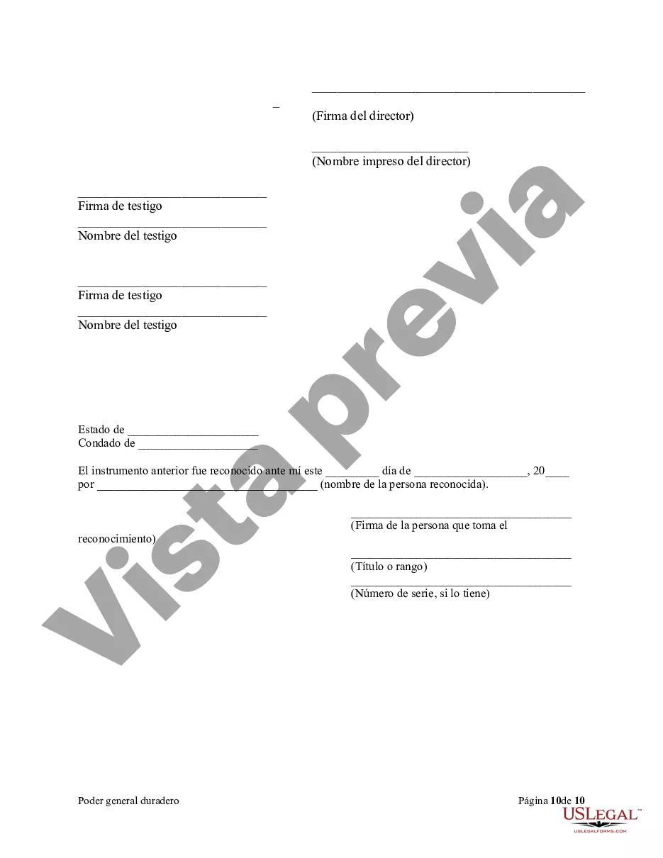 Preview Poder general duradero para la propiedad y las finanzas o efectivo financiero en caso de incapacidad