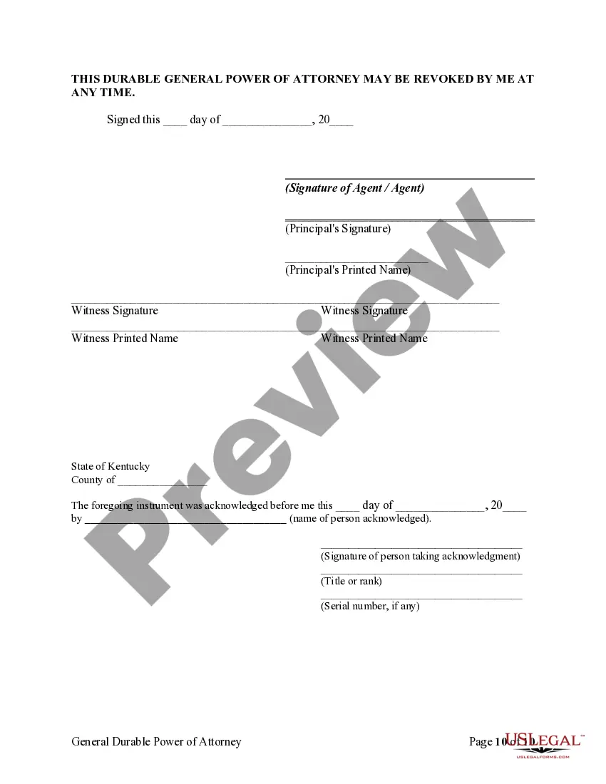 Preview General Durable Power of Attorney for Property and Finances or Financial Effective upon Disability